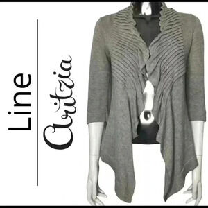 Aritzia Line for Aritzia Grey Pleated Ribbed Neckline cardigan Small